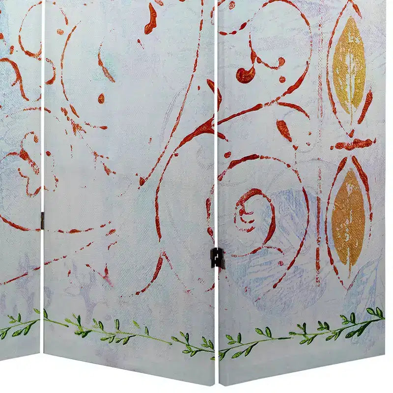 Winter's Peace 5 ft. Canvas Folding Room Divider – 5 Panels, Hardwood Frame
