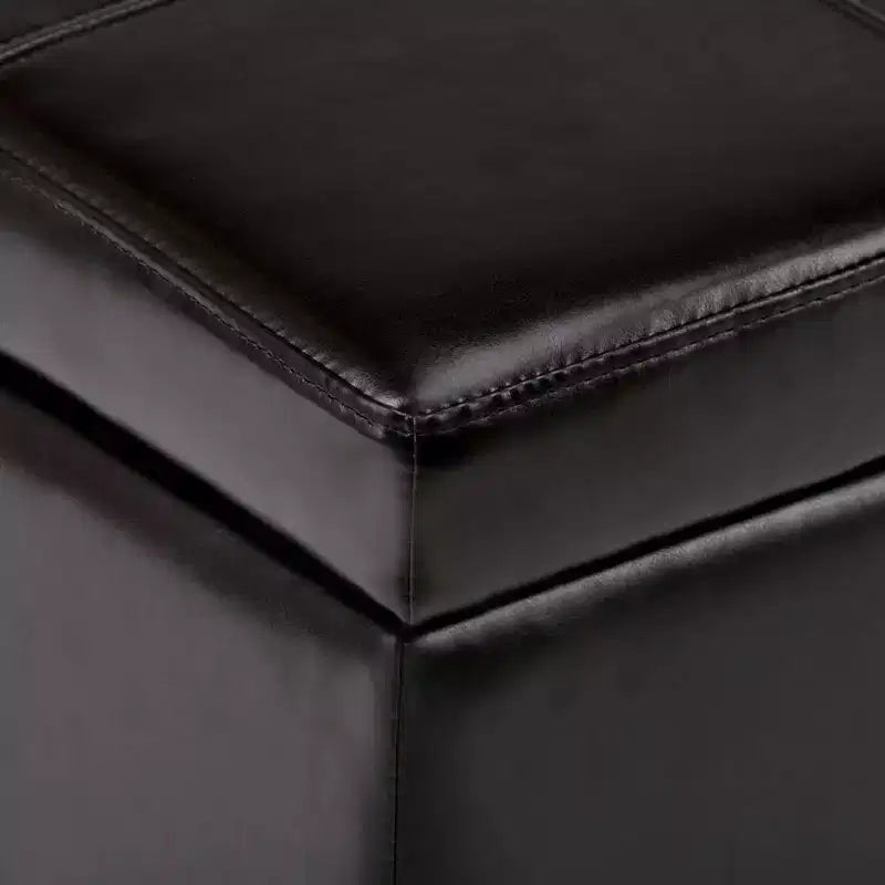 Stanford 48" Storage Ottoman – Faux Leather, Nailhead Trim & Lift-Top