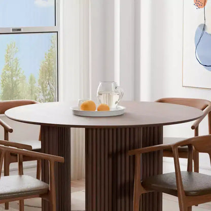 46 Chic Round Dining Table with Sturdy Pedestal for 4 People