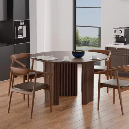 46 Chic Round Dining Table with Sturdy Pedestal for 4 People
