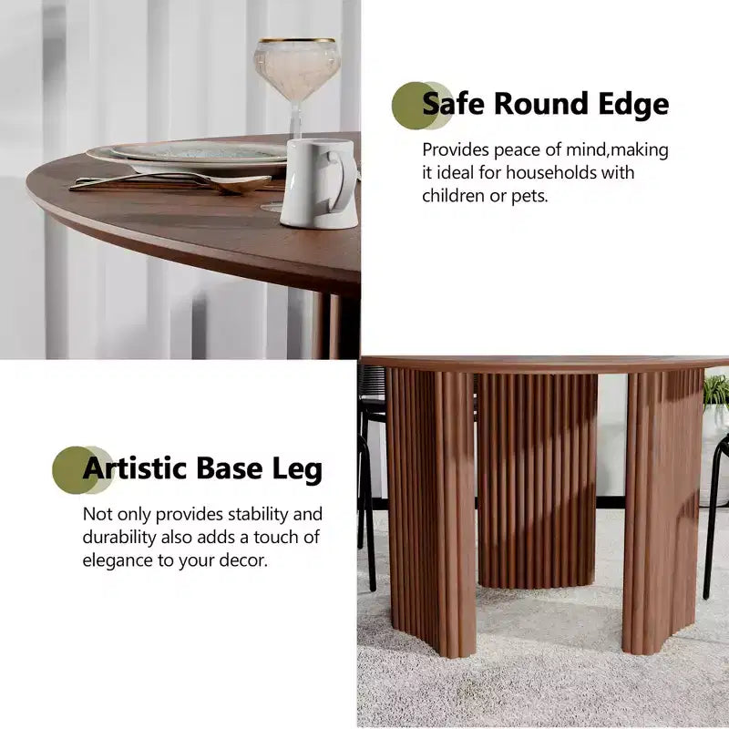 46 Chic Round Dining Table with Sturdy Pedestal for 4 People