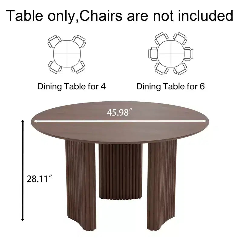 46 Chic Round Dining Table with Sturdy Pedestal for 4 People