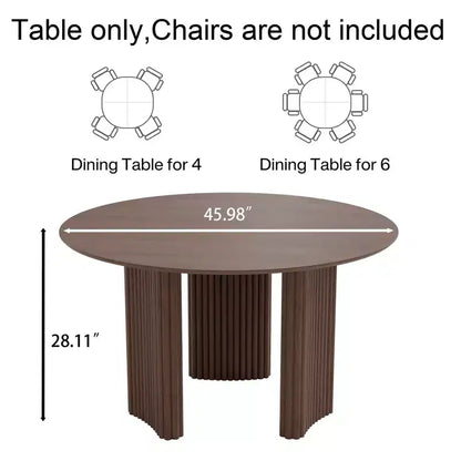 46 Chic Round Dining Table with Sturdy Pedestal for 4 People