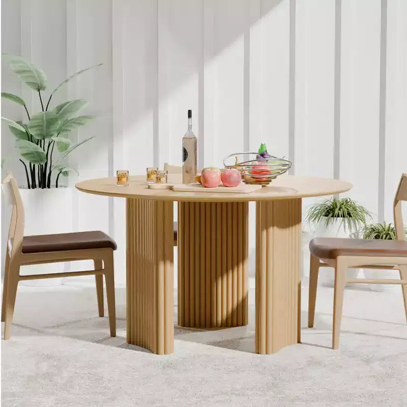 46 Chic Round Dining Table with Sturdy Pedestal for 4 People