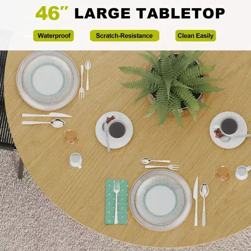 46 Chic Round Dining Table with Sturdy Pedestal for 4 People