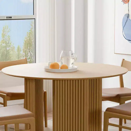 46 Chic Round Dining Table with Sturdy Pedestal for 4 People