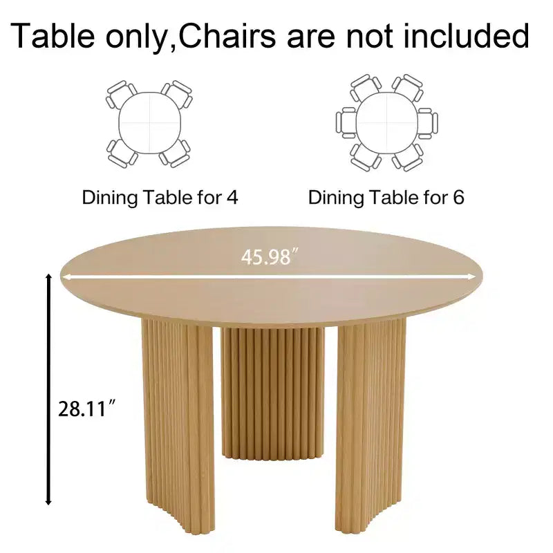 46 Chic Round Dining Table with Sturdy Pedestal for 4 People