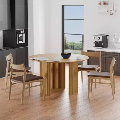 46 Chic Round Dining Table with Sturdy Pedestal for 4 People