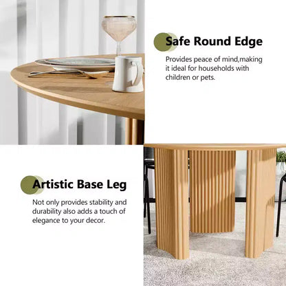 46 Chic Round Dining Table with Sturdy Pedestal for 4 People