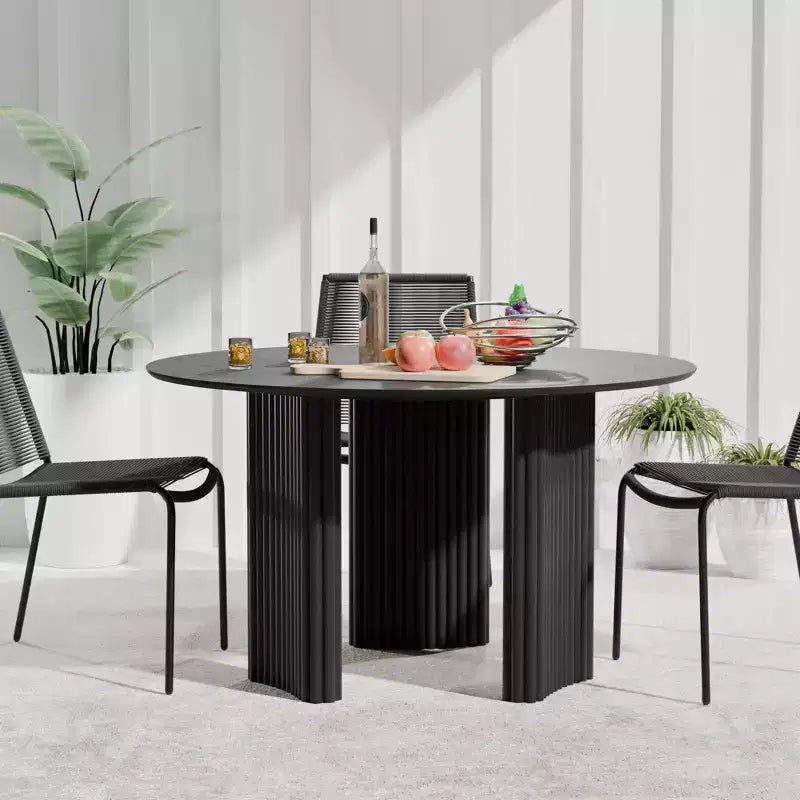 46 Chic Round Dining Table with Sturdy Pedestal for 4 People