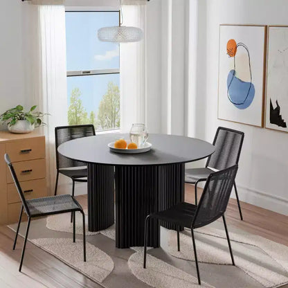 46 Chic Round Dining Table with Sturdy Pedestal for 4 People