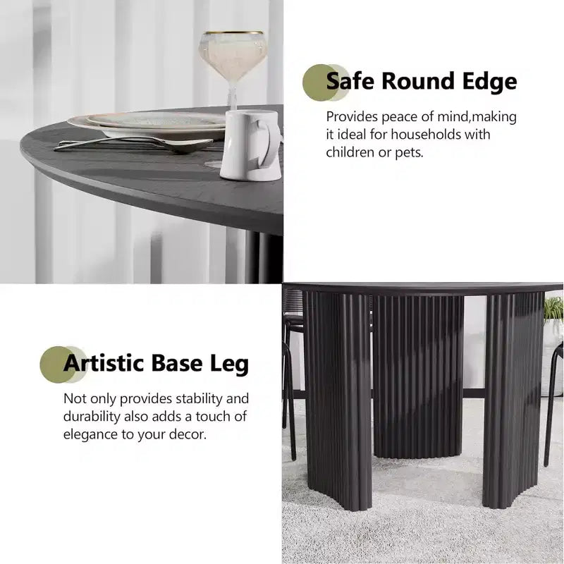 46 Chic Round Dining Table with Sturdy Pedestal for 4 People
