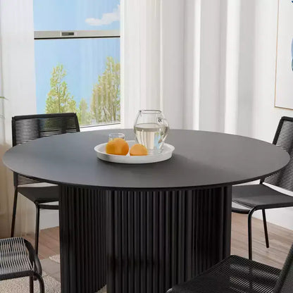46 Chic Round Dining Table with Sturdy Pedestal for 4 People
