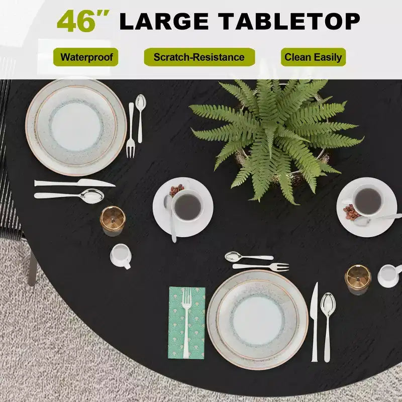 46 Chic Round Dining Table with Sturdy Pedestal for 4 People