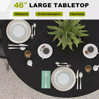 46 Chic Round Dining Table with Sturdy Pedestal for 4 People