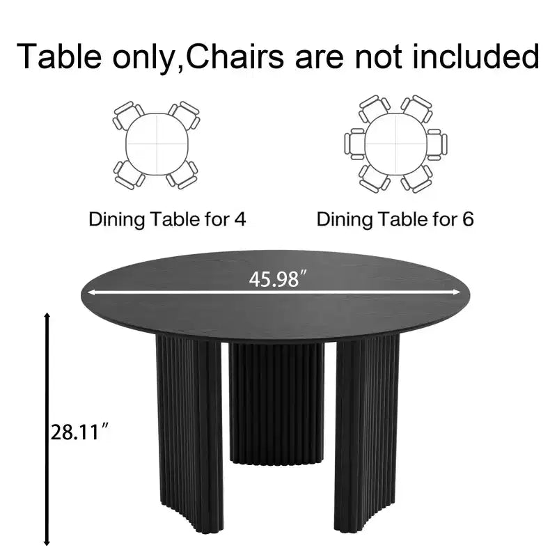 46 Chic Round Dining Table with Sturdy Pedestal for 4 People