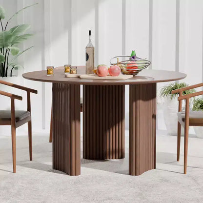 46 Chic Round Dining Table with Sturdy Pedestal for 4 People