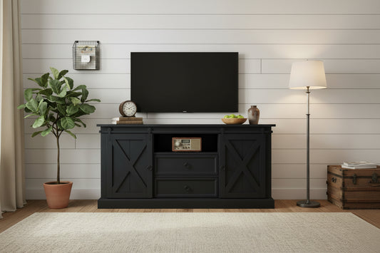Dyonery 65 Large buffet storage cabinet, farmhouse kitchen cutlery cabinet buffet, 3 drawers and 4 doors, living room storage cabinet