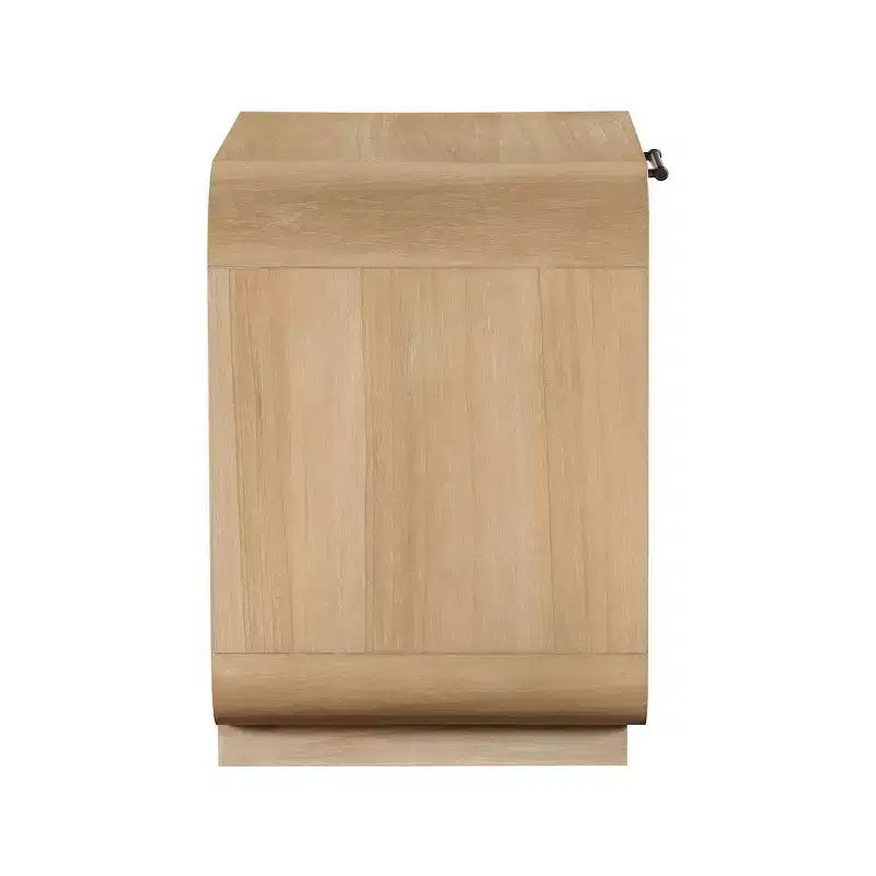 Windsor Mid-Century Nightstand – Natural Rubberwood, Cane Detail, No Assembly
