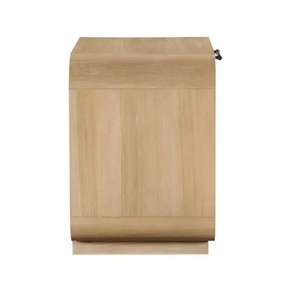 Windsor Mid-Century Nightstand – Natural Rubberwood, Cane Detail, No Assembly