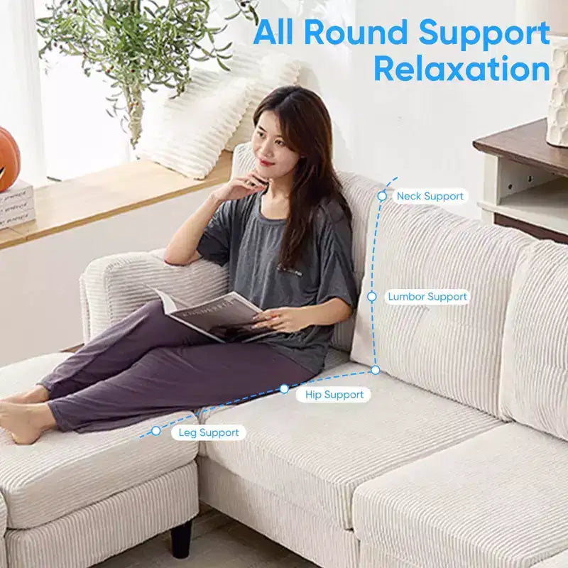 Corduroy U-Shape Modular Sectional Sofa – 4-Seater with 2 Movable Ottomans