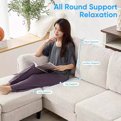 Corduroy U-Shape Modular Sectional Sofa – 4-Seater with 2 Movable Ottomans
