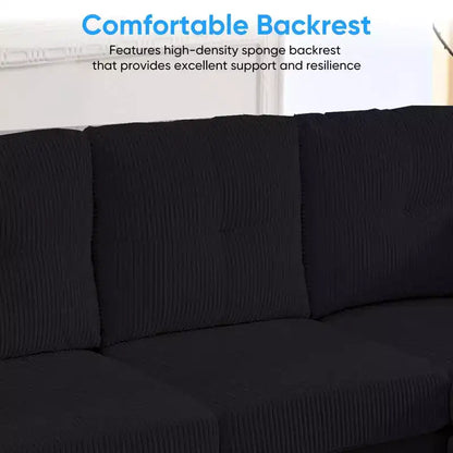 Corduroy U-Shape Modular Sectional Sofa – 4-Seater with 2 Movable Ottomans