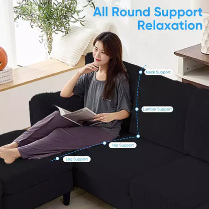 Corduroy U-Shape Modular Sectional Sofa – 4-Seater with 2 Movable Ottomans