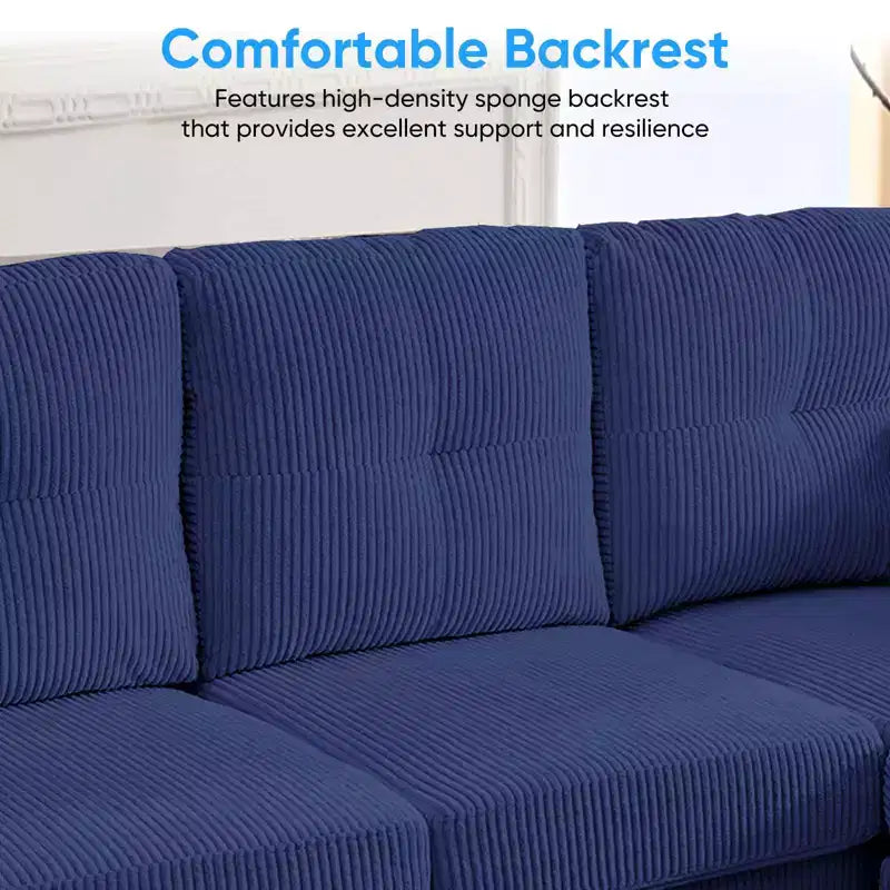 Corduroy U-Shape Modular Sectional Sofa – 4-Seater with 2 Movable Ottomans