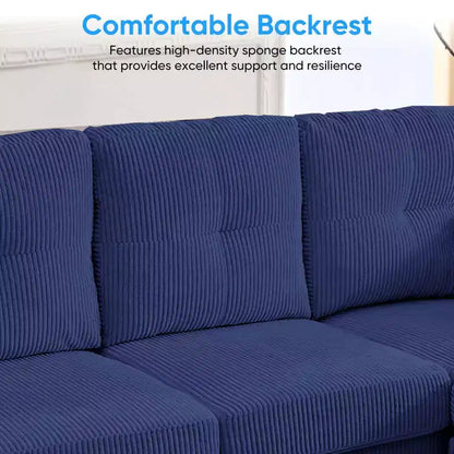 Corduroy U-Shape Modular Sectional Sofa – 4-Seater with 2 Movable Ottomans