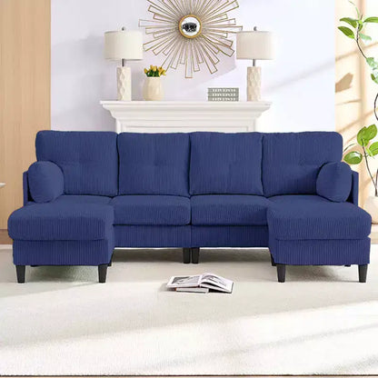 Corduroy U-Shape Modular Sectional Sofa – 4-Seater with 2 Movable Ottomans