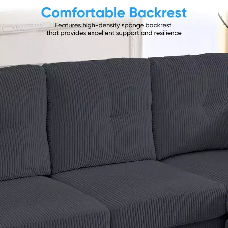 Corduroy U-Shape Modular Sectional Sofa – 4-Seater with 2 Movable Ottomans