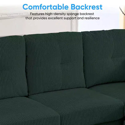 Corduroy U-Shape Modular Sectional Sofa – 4-Seater with 2 Movable Ottomans