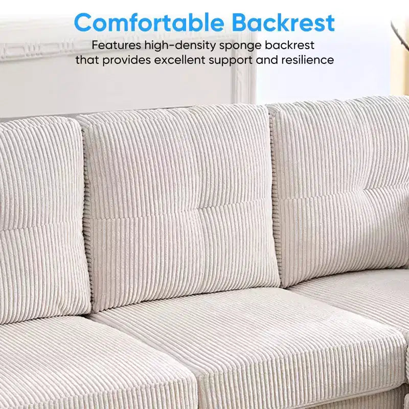 Corduroy U-Shape Modular Sectional Sofa – 4-Seater with 2 Movable Ottomans