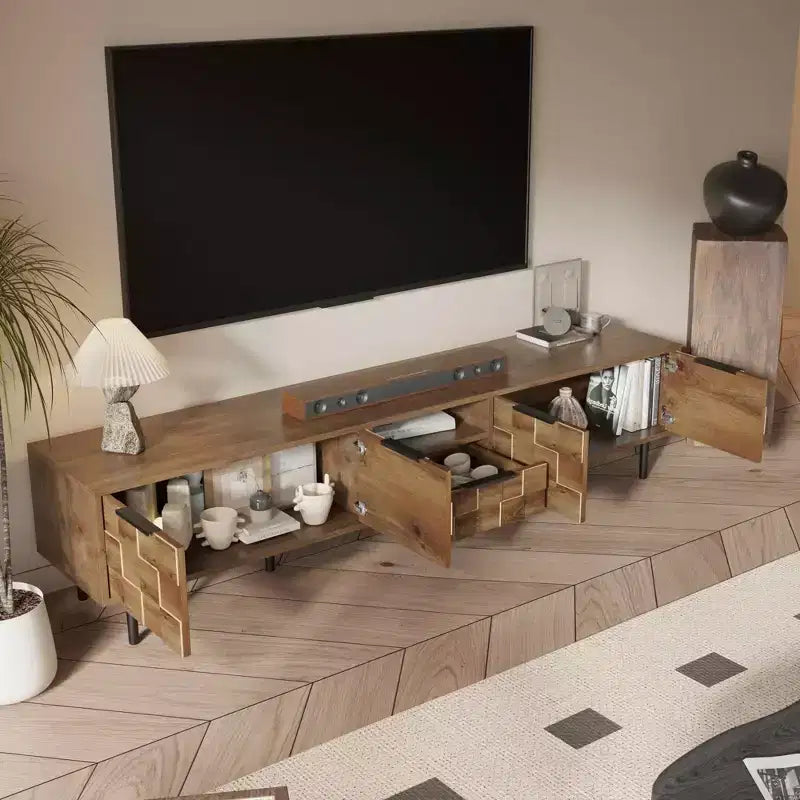 78" Wood TV Stand Entertainment Center with Hidden Storage – for TVs up to 85"