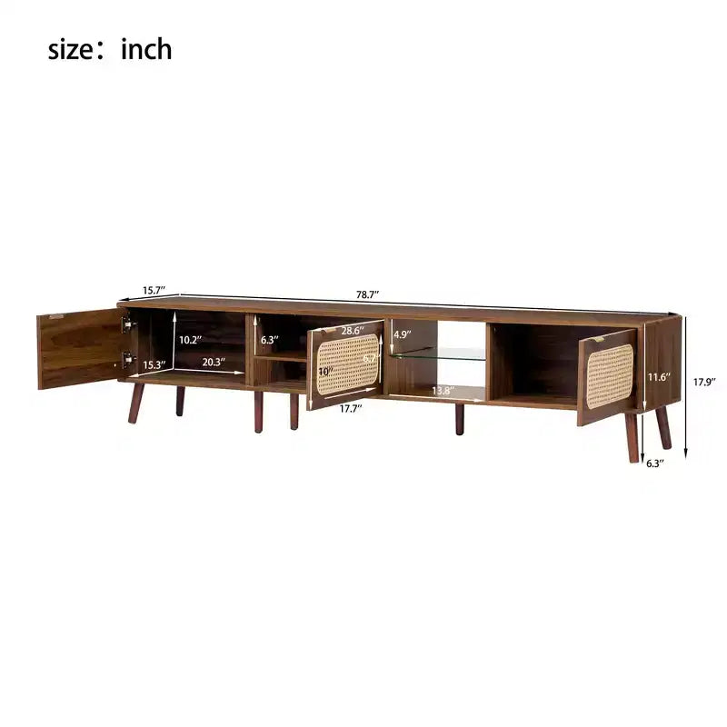 78" TV Console with Hidden Storage & Open Shelf – for TVs up to 85"