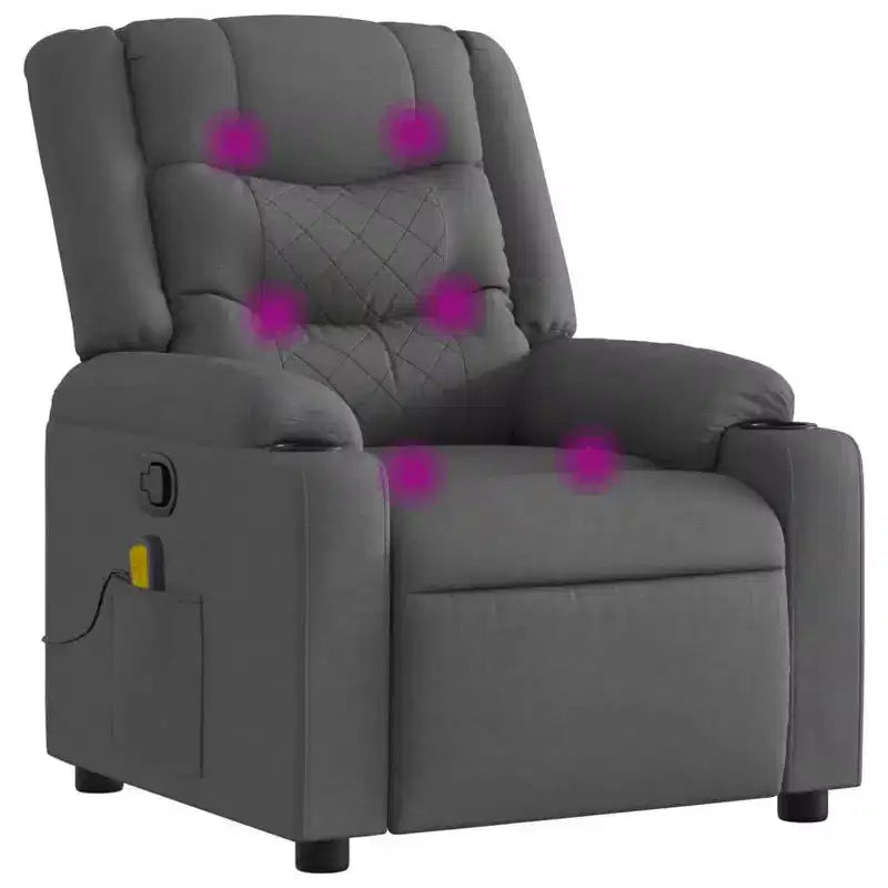 Manual Push-Back Massage Recliner Chair – 6-Point Vibration, Dual Cup Holders