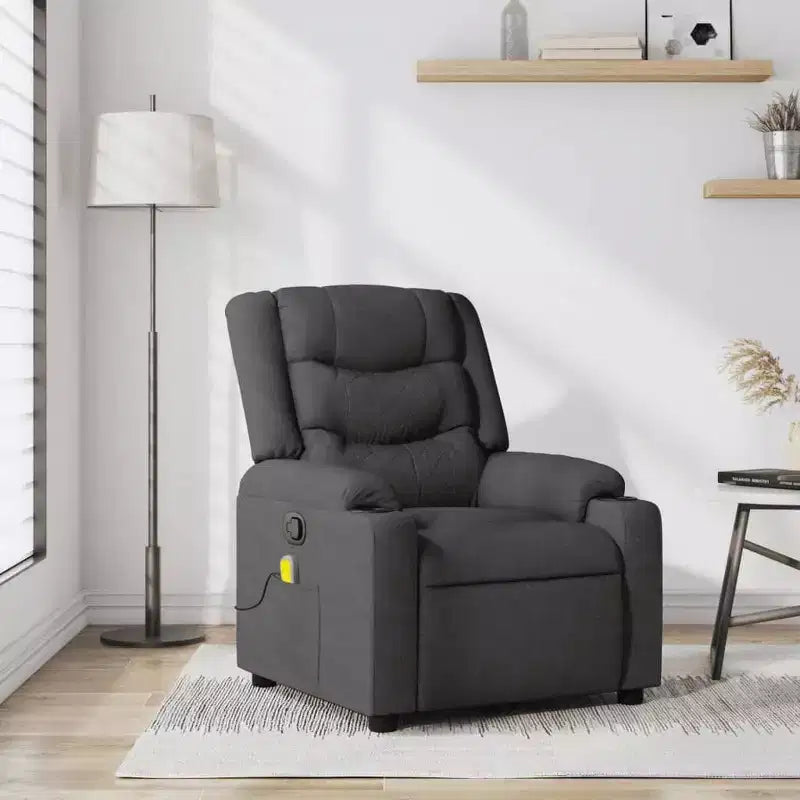 Manual Push-Back Massage Recliner Chair – 6-Point Vibration, Dual Cup Holders