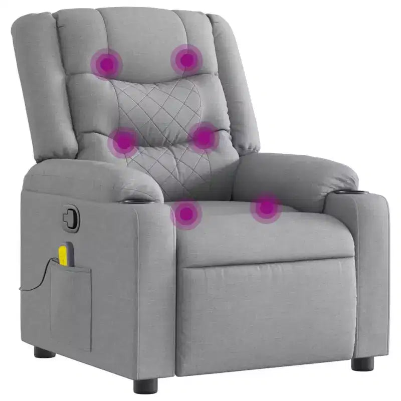 Manual Push-Back Massage Recliner Chair – 6-Point Vibration, Dual Cup Holders