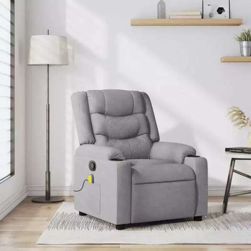 Manual Push-Back Massage Recliner Chair – 6-Point Vibration, Dual Cup Holders
