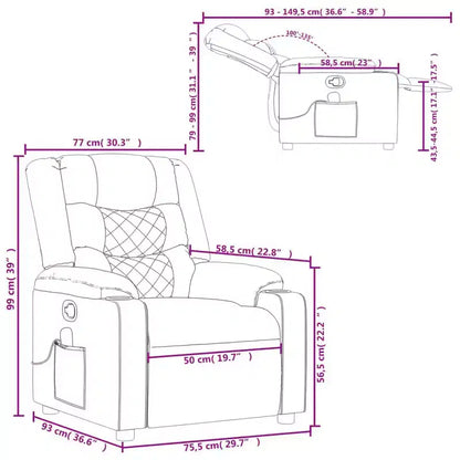Manual Push-Back Massage Recliner Chair – 6-Point Vibration, Dual Cup Holders