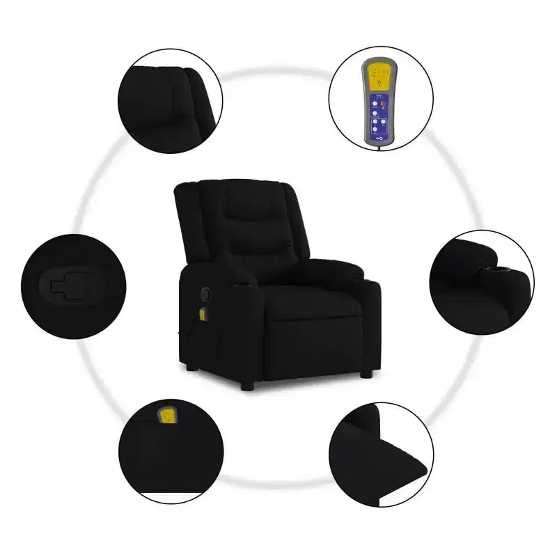 Manual Push-Back Massage Recliner Chair – 6-Point Vibration, Dual Cup Holders