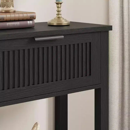 43" Slim Vintage Console Table – Black, Drawer & Lower Display Shelf