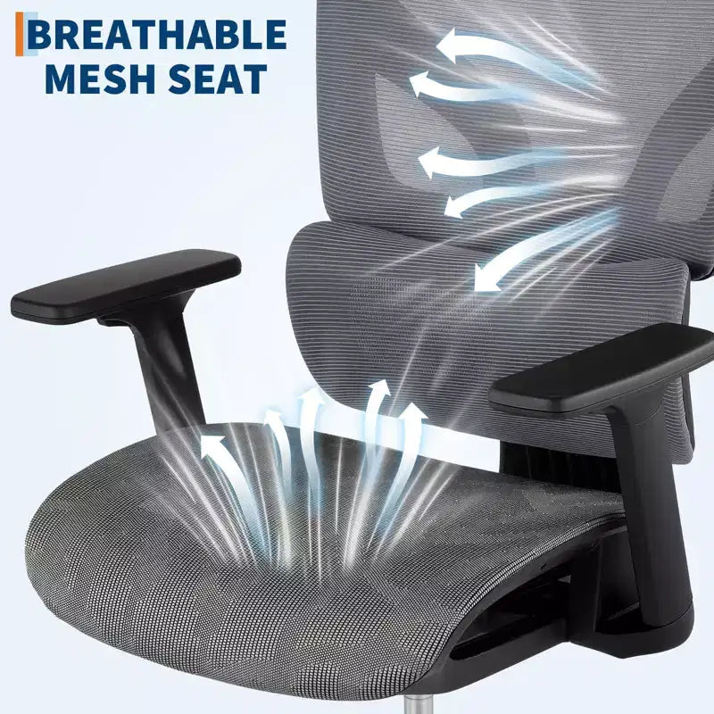 Ergonomic Mesh Office Chair with High Back Support, 3D Adjustable Armrests, Smooth Wheels,Breathable Desk Computer Chair for Long Hours of Work,Study