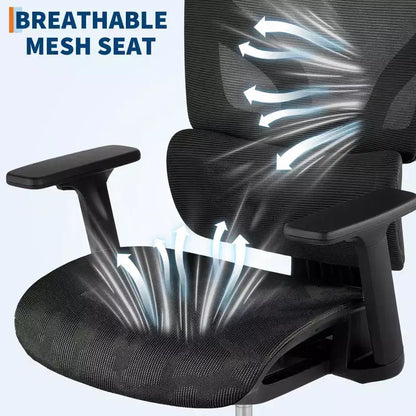 Ergonomic Mesh Office Chair with High Back Support, 3D Adjustable Armrests, Smooth Wheels,Breathable Desk Computer Chair for Long Hours of Work,Study