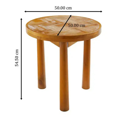 Mid-Century Modern Round Solid Wood End Table – Brown, Tapered Legs
