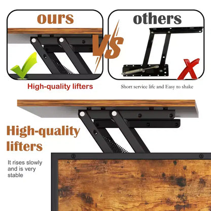 Farmhouse Lift Top Coffee Table – Hidden Storage, 3 Shelves & Adjustable Height