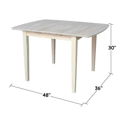 36" Extendable Dining Table Unfinished – Butterfly Leaf, Shaker Legs, Seats 6