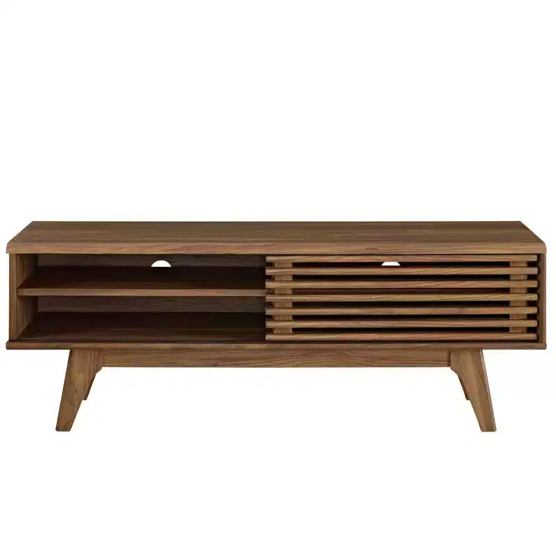 Render Mid-Century TV Stand 48" – Walnut Grain, Sliding Doors, for TVs up to 55"