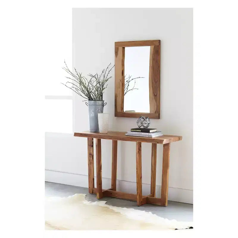 Berkshire Live Edge Solid Acacia Wood Media Console – Non-Toxic Finish, Steel Hardware